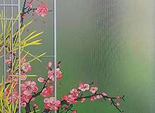 Сакура выполненный в технике I-image на рифленом стекле