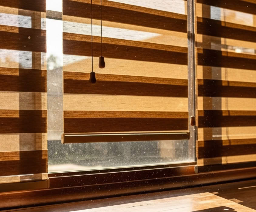 Рулонные шторы ZEBRA BOX на окне